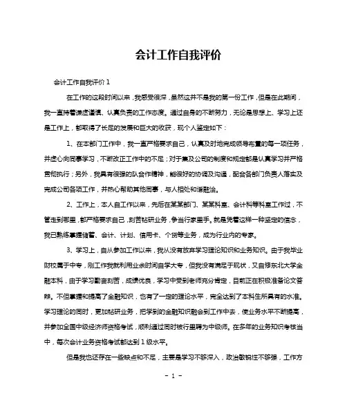 会计工作自我评价