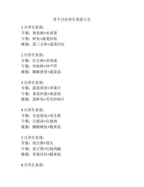 各个月份养生食谱大全