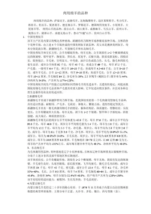 肉用绵羊的品种参考资料