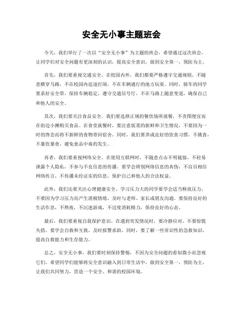 安全无小事主题班会