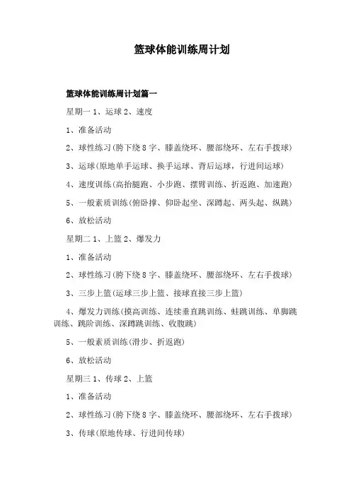 篮球体能训练周计划