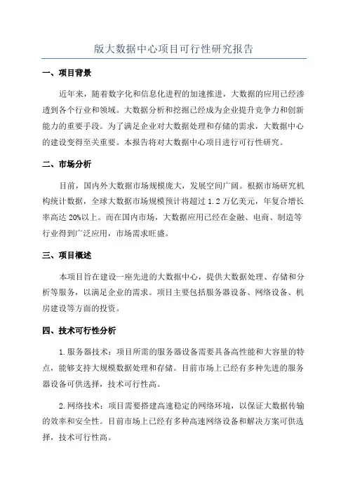 版大数据中心项目可行性研究报告