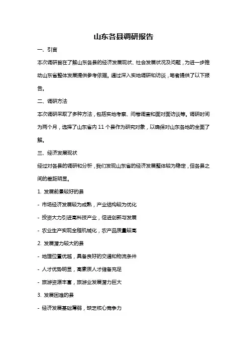 山东各县调研报告