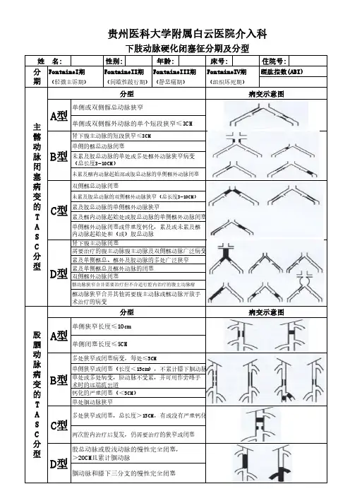 下肢动脉硬化闭塞征分期及分型
