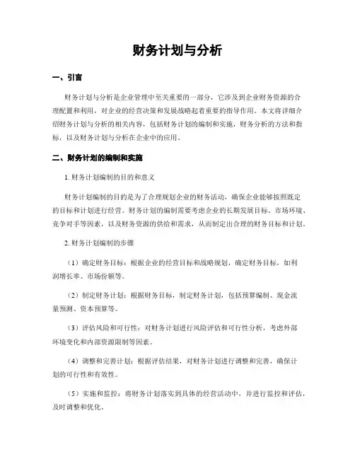 财务计划与分析