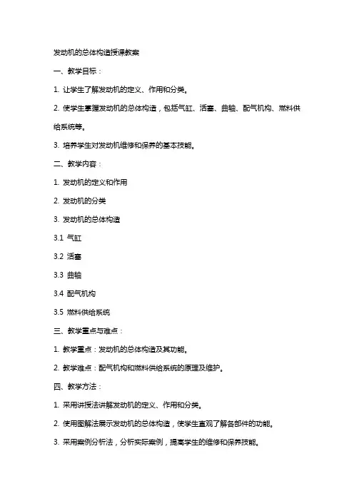 发动机的总体构造授课教案