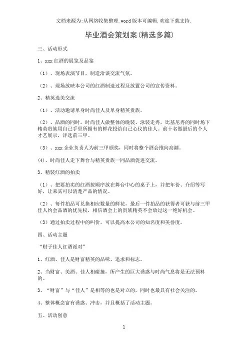 毕业酒会策划案(精选多篇)