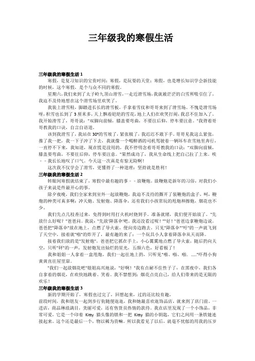 三年级我的寒假生活作文300字