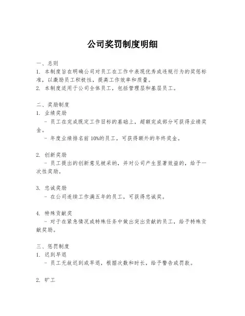 公司奖罚制度明细