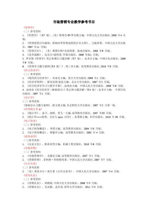 市场营销专业教学参考书目.doc