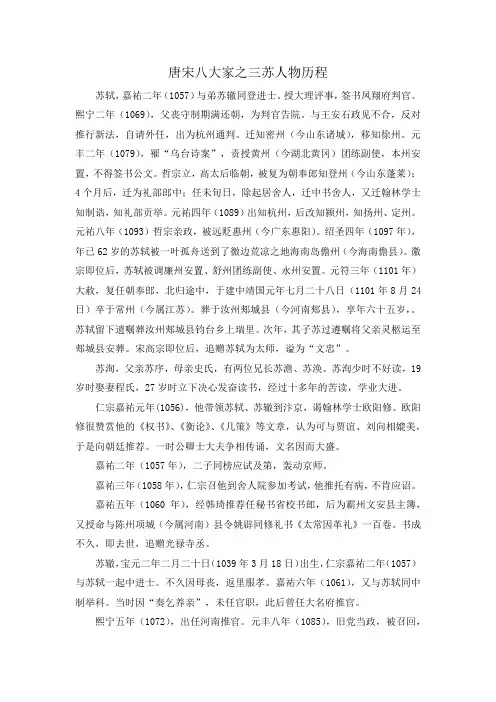 唐宋八大家——三苏人物历程