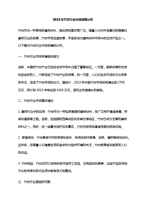 2023年竹材行业市场规模分析