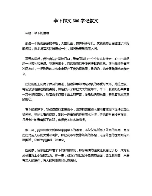 伞下作文600字记叙文