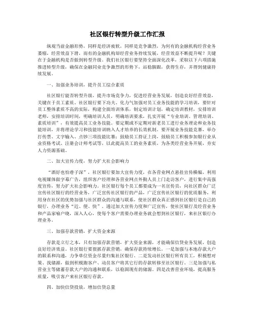 社区银行转型升级工作汇报