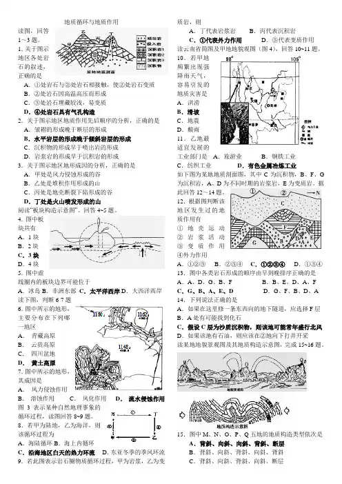 2017高考冲刺-地理-地质循环与地质作用