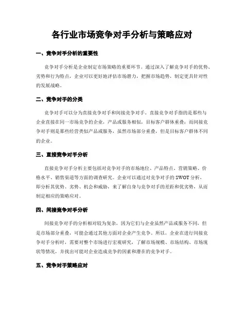 各行业市场竞争对手分析与策略应对