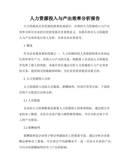 人力资源投入与产出效率分析报告