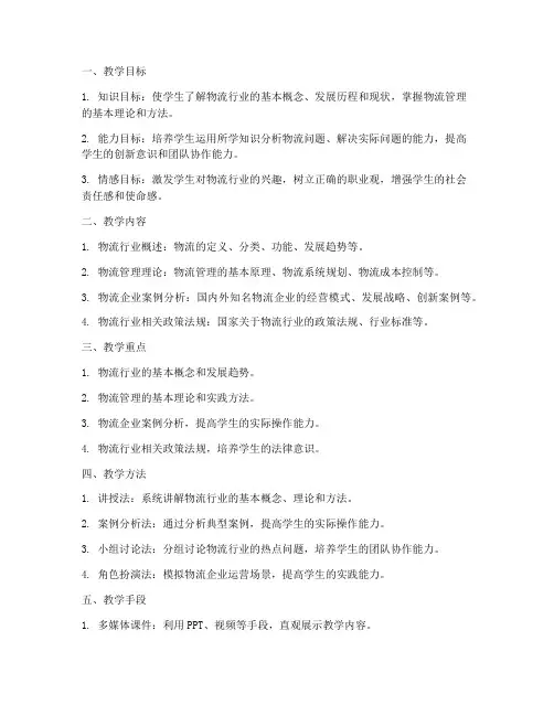 思政物流教案设计方案模板