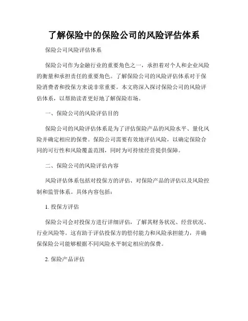 了解保险中的保险公司的风险评估体系