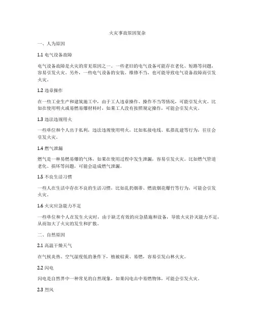 火灾事故原因复杂
