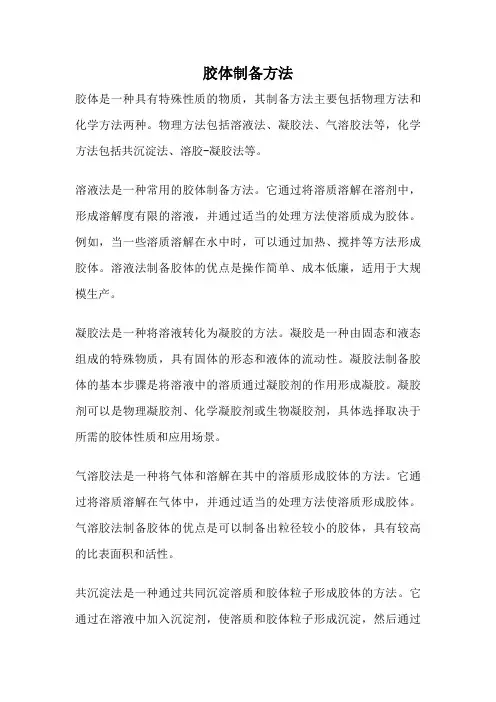 胶体制备方法