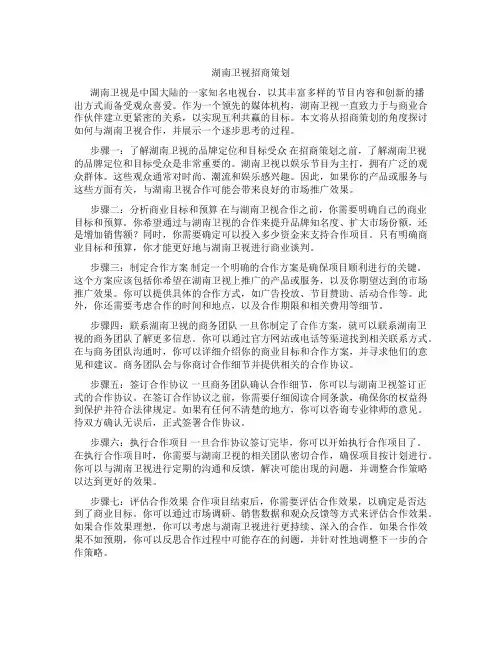 湖南卫视招商策划