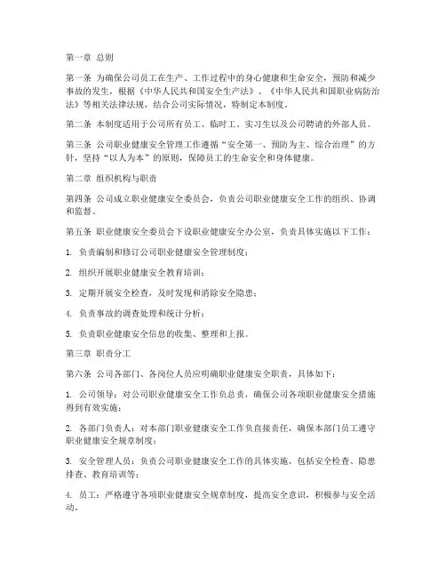 职业健康安全管理制度文件