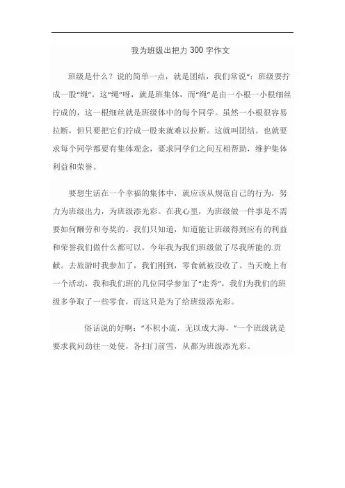 我为班级出把力300字作文