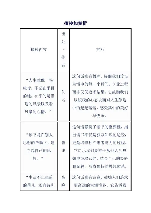 摘抄加赏析