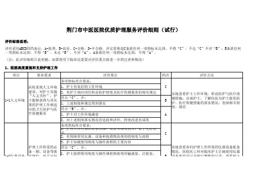 优质护理服务评价细则(2014版)