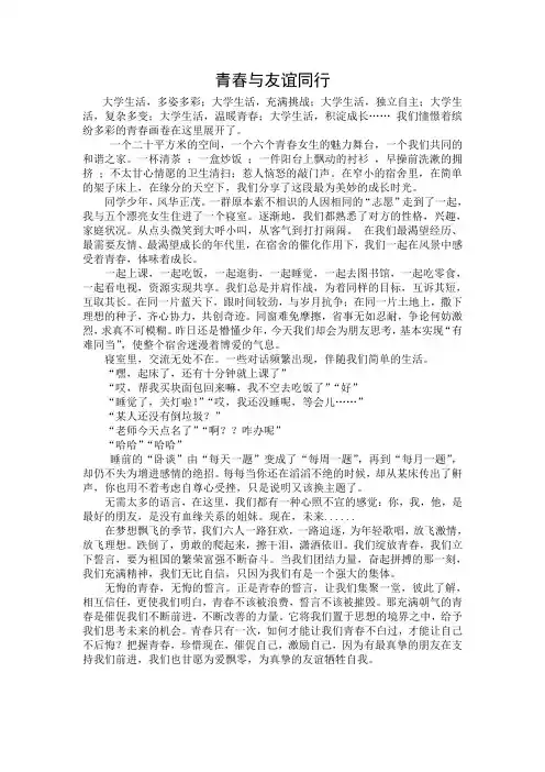 大学生寝室文化节征文