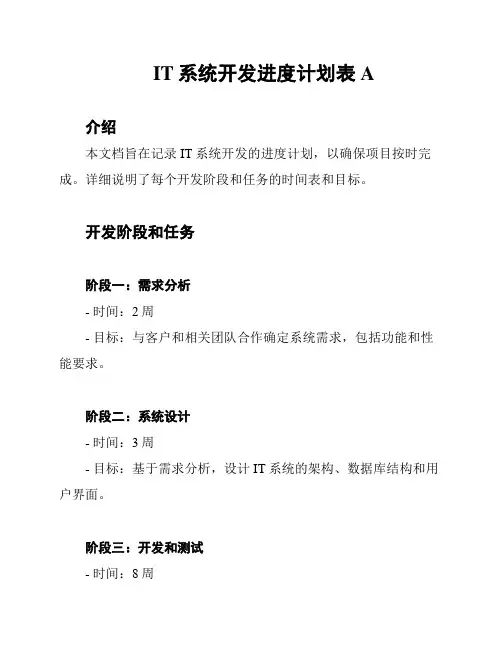 IT系统开发进度计划表A