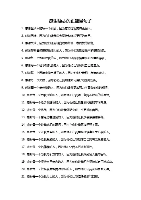 感谢励志的正能量句子