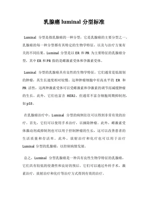 乳腺癌luminal分型标准