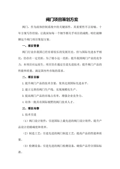 阀门项目策划方案
