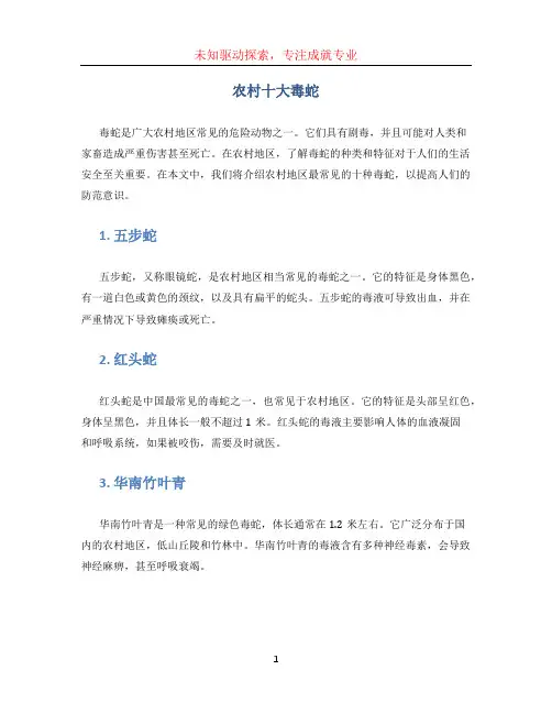 农村十大毒蛇