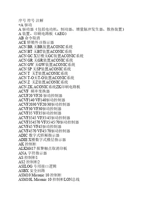 迅达电梯700p图纸英文代码翻译
