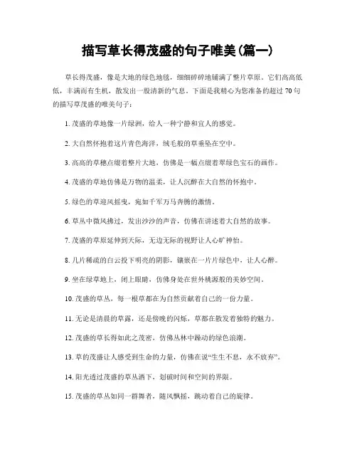 描写草长得茂盛的句子唯美(精选两篇)