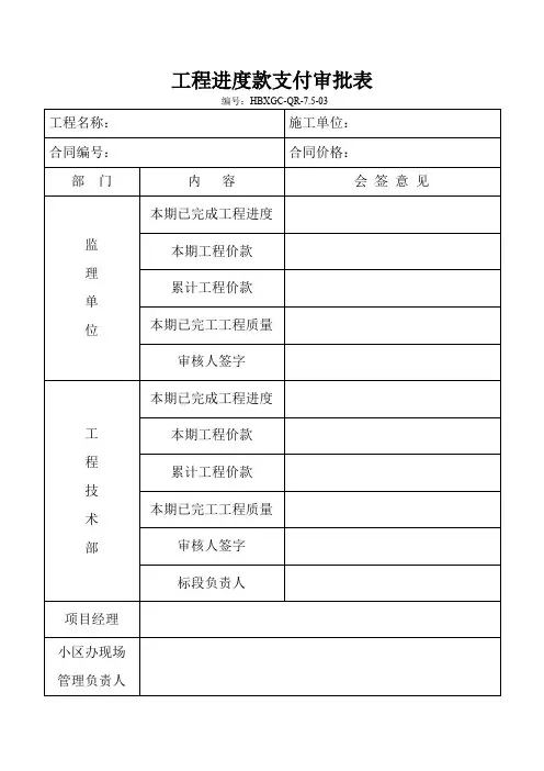 工程进度款支付审批表4页版