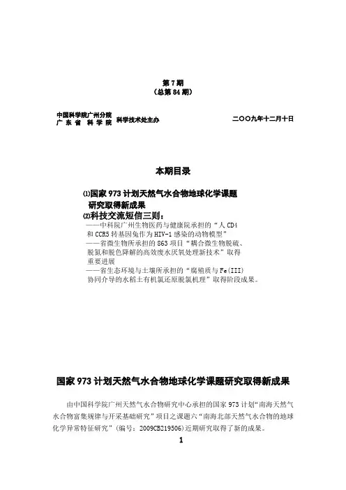 重大项目简报2009-7