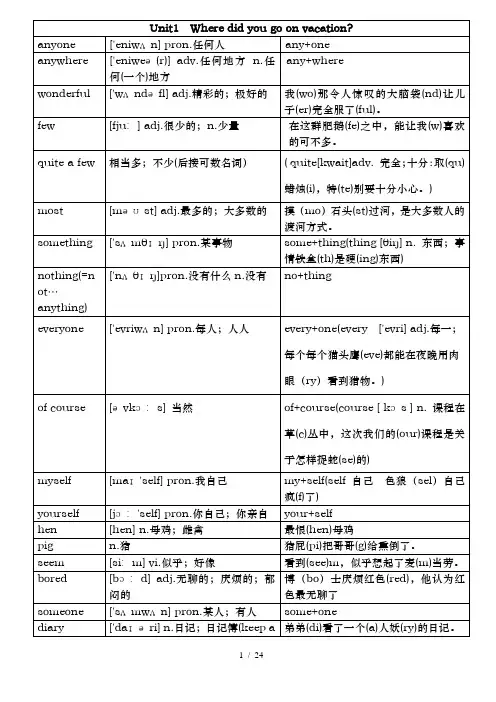 新版人教英语八年级上单词快速形象记忆法1