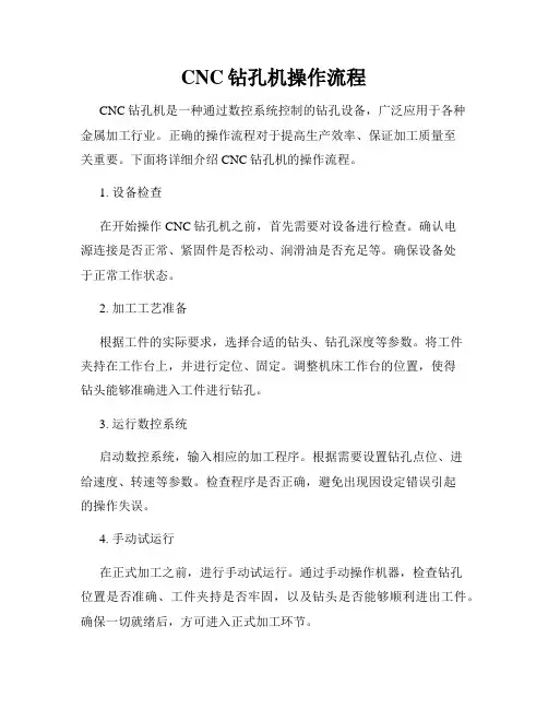 CNC钻孔机操作流程