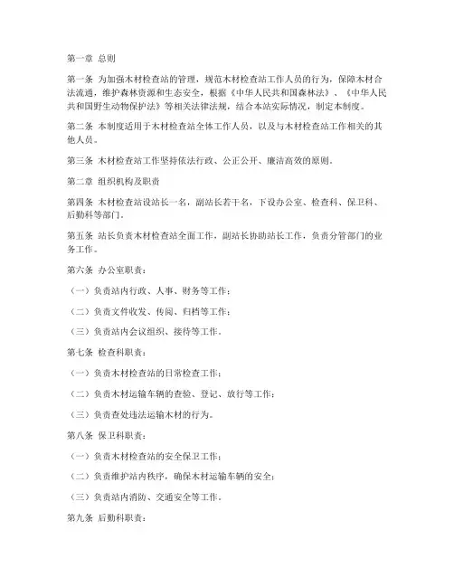 木材检查站工作管理制度