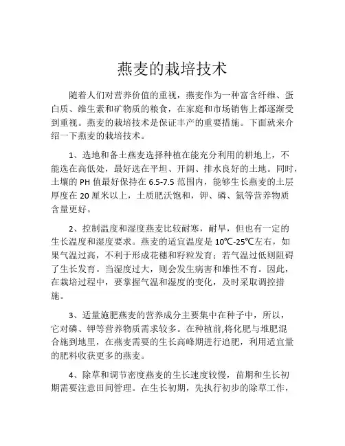 燕麦的栽培技术