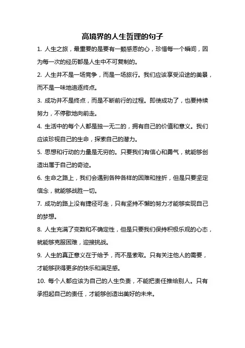 高境界的人生哲理的句子