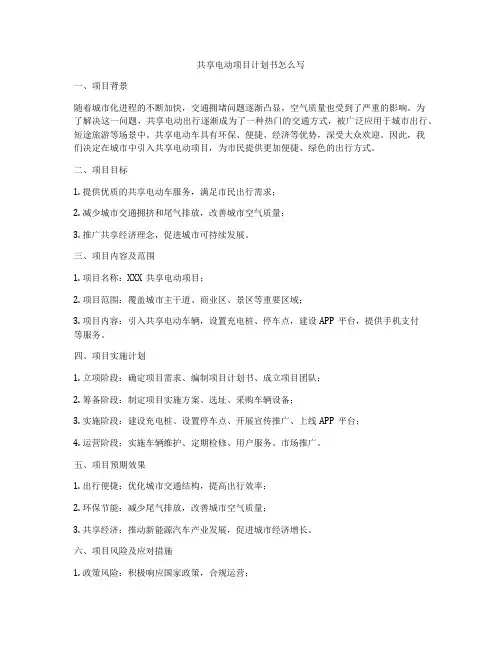 共享电动项目计划书怎么写