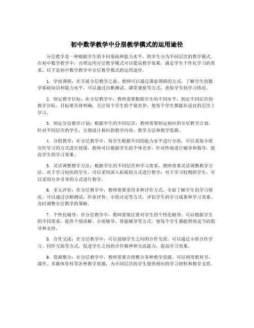 初中数学教学中分层教学模式的运用途径