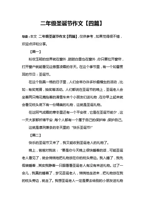 二年级圣诞节作文【四篇】