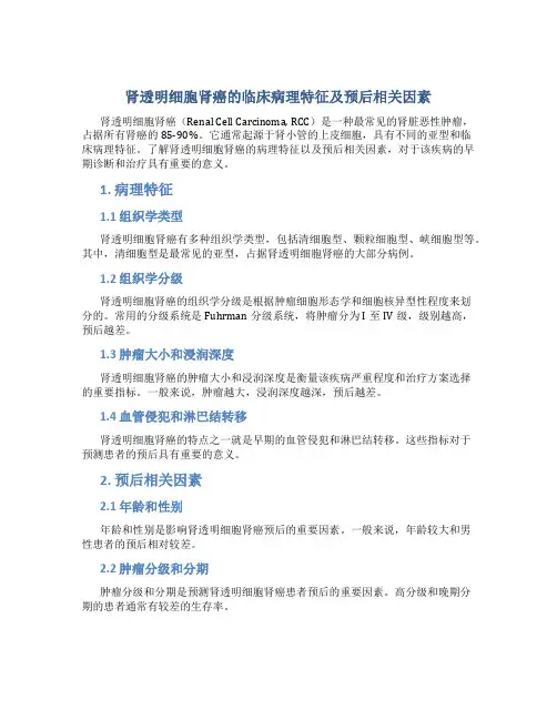 肾透明细胞肾癌的临床病理特征及预后相关因素