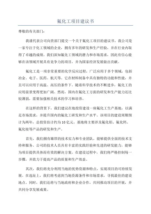 氟化工项目建议书